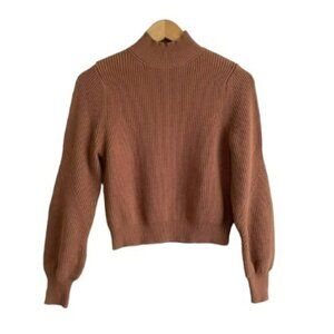 ZARA | Turtleneck Tapered Sleeve Ribbed Bodice Warm Brown Sweater (Size S)